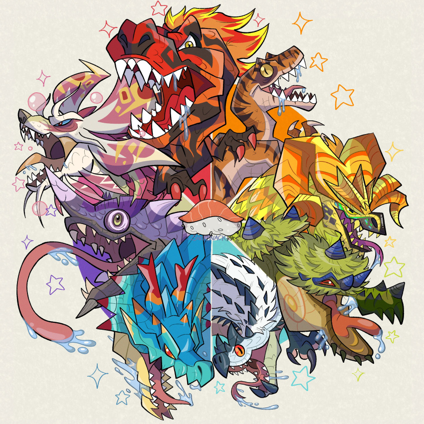 absurdres, chameleos, color_wheel_challenge, dinosaur, food, fossil_fighters, highres, horns