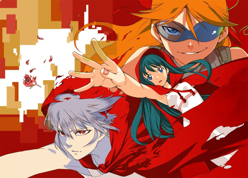 character_request, cloak, face, foreshortening, hands, long_hair, loups=garous, makino_hazuki, smirk, sunglasses, toiguchi_akihiko, tsuzuki_mio