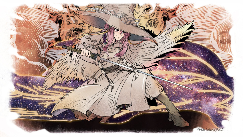 1girl, artist_name, commission, denny626, elden_beast, elden_ring, hat, highres