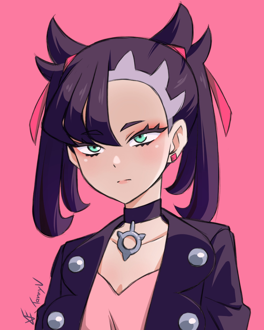 1girl, absurdres, asymmetrical_bangs, black_choker, black_hair, black_jacket, choker, closed_mouth