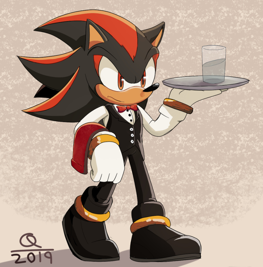 1boy, alternate_costume, black_footwear, bow, bowtie, cup, full_body, furry