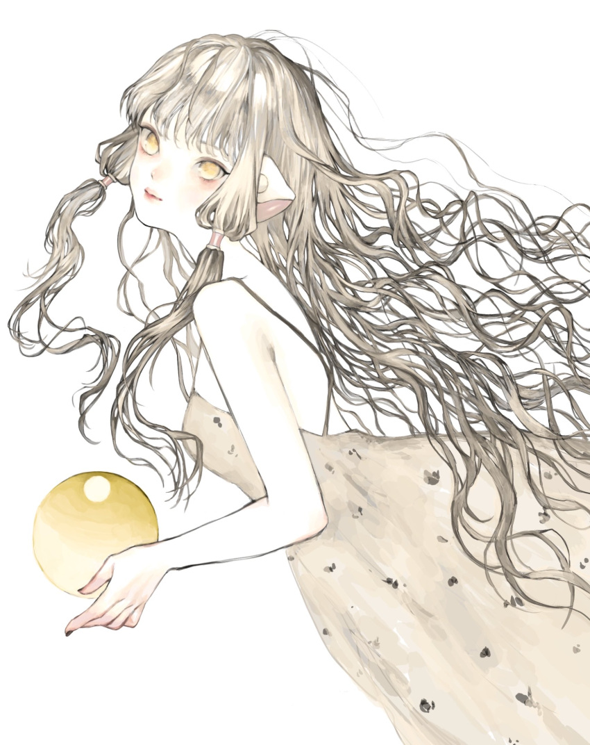 1girl, bare_arms, bare_shoulders, blackblackblack, blonde_hair, chii, chobits, closed_mouth