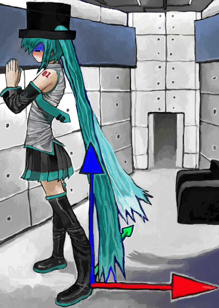 1girl, =_=, absurdres, armchair, black_footwear, black_headwear, black_skirt, blobfishizzy