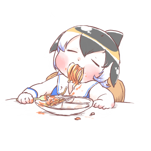 aged_down, animal_ears, black_hair, blonde_hair, blowhole, blue_hair, blush, closed_eyes