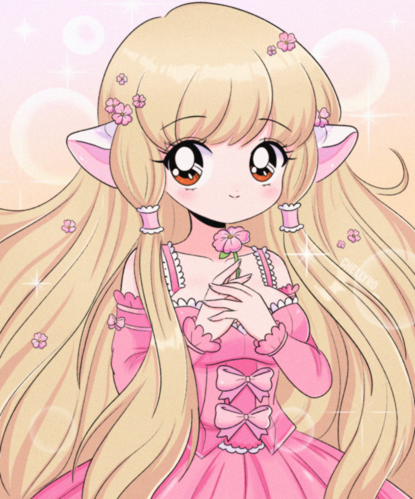 1990s_(style), 1girl, absurdres, android, blonde_hair, blush, bow, breasts
