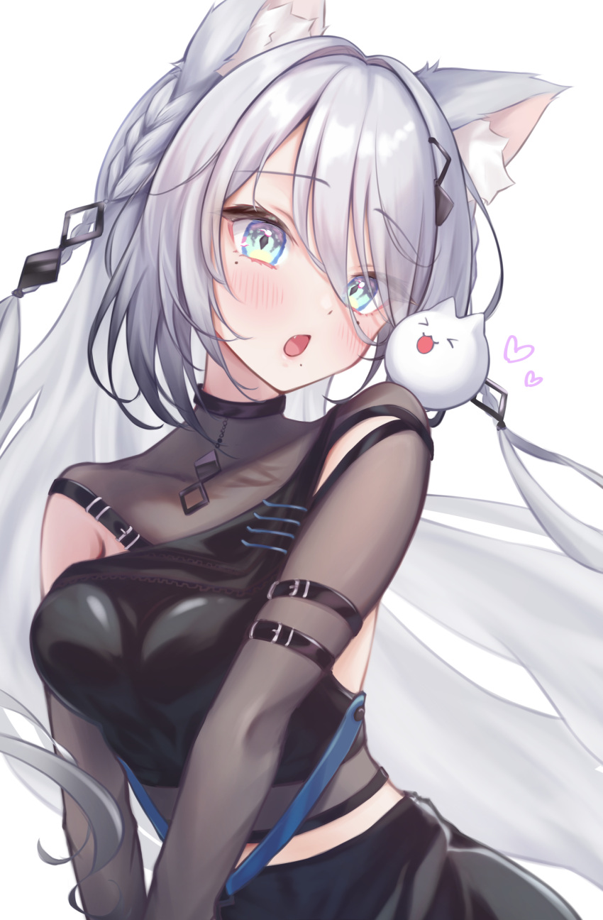 1girl, animal_ear_fluff, animal_ears, blue_eyes, breasts, cat_ears, cat_girl, commentary_request