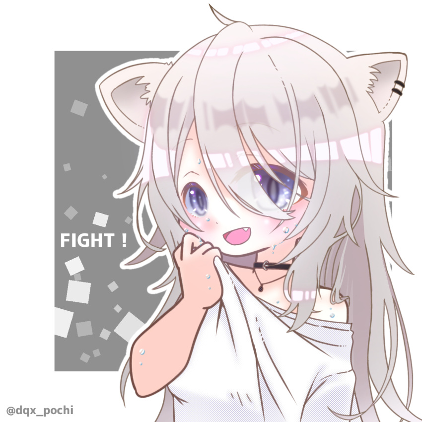 1girl, ahoge, animal_ears, black_choker, black_shorts, chibi, choker, dqx_pochi