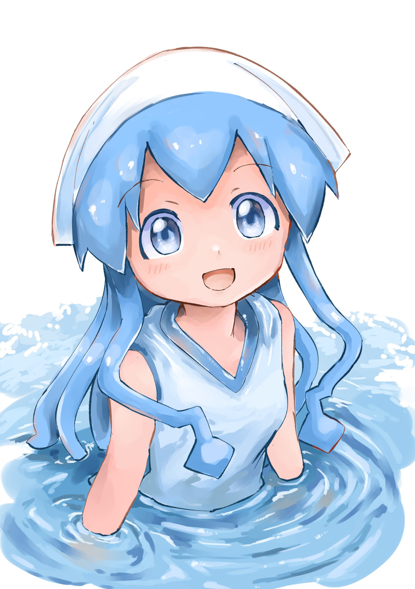 1girl, absurdres, blue_eyes, blue_hair, breasts, commentary, head_scarf, highres
