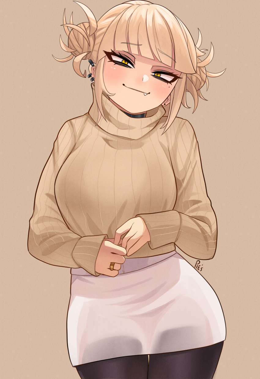 1girl, absurdres, alternate_costume, bags_under_eyes, black_pantyhose, blonde_hair, boku_no_hero_academia, brown_sweater
