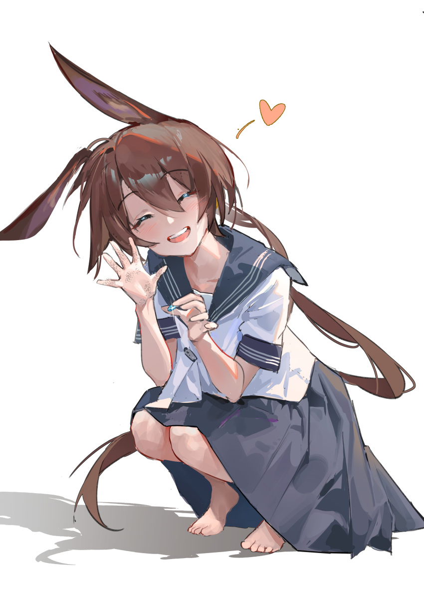 1girl, absurdres, alternate_costume, amiya_(arknights), animal_ears, arknights, bare_legs, barefoot