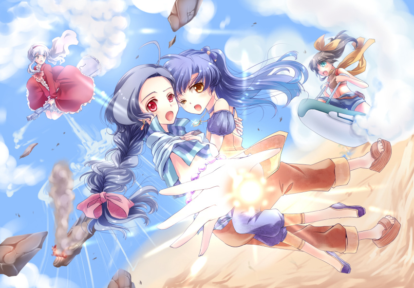 dutch_angle, foreshortening, ganaha_hibiki, highres, idolmaster, kisaragi_chihaya, miura_azusa, perspective
