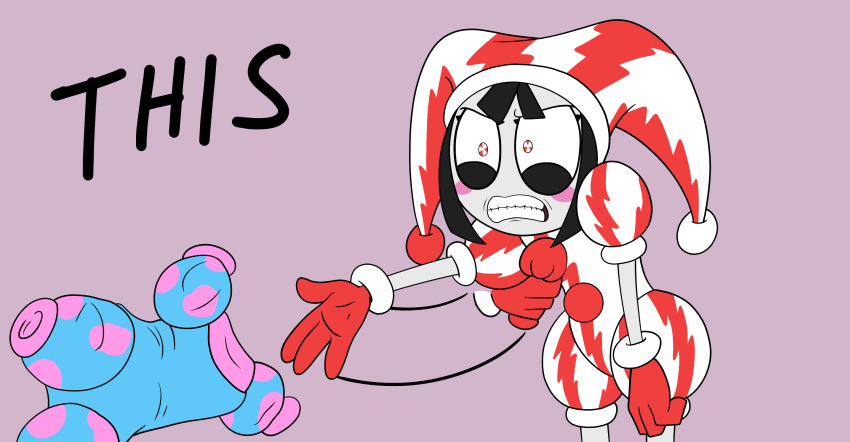 1girl, absurdres, angry, annoyed, black_hair, blunt_bangs, blush_stickers, clenched_teeth