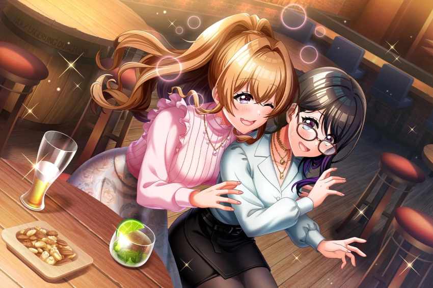 blush, brown_eyes, brown_hair, d4dj, dress, kase_mana, long_hair, smile