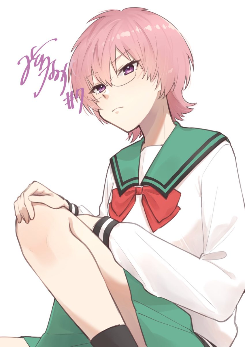 1girl, bow, bowtie, closed_mouth, expressionless, from_below, genderswap, genderswap_(mtf)