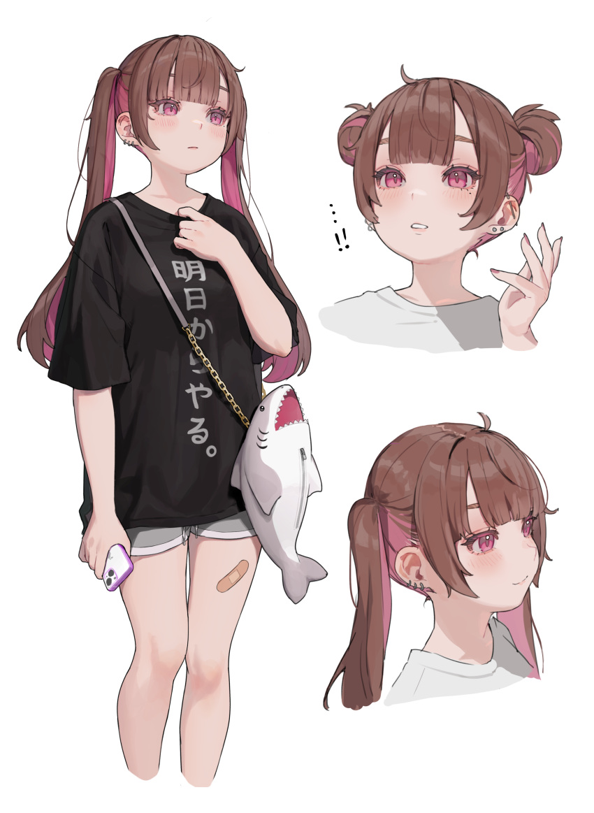 !, !!, 1girl, absurdres, animal_bag, bandaid, bandaid_on_leg, bare_legs
