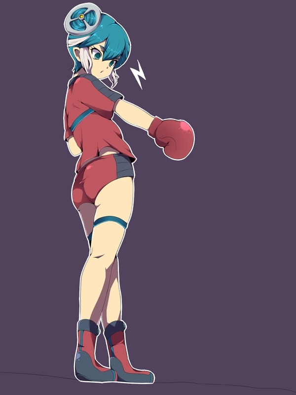artist_request, bad_id, blue_eyes, boots, boxing_gloves, inazuma_eleven, kneepits, maquia, pantyhose, short_shorts, shorts