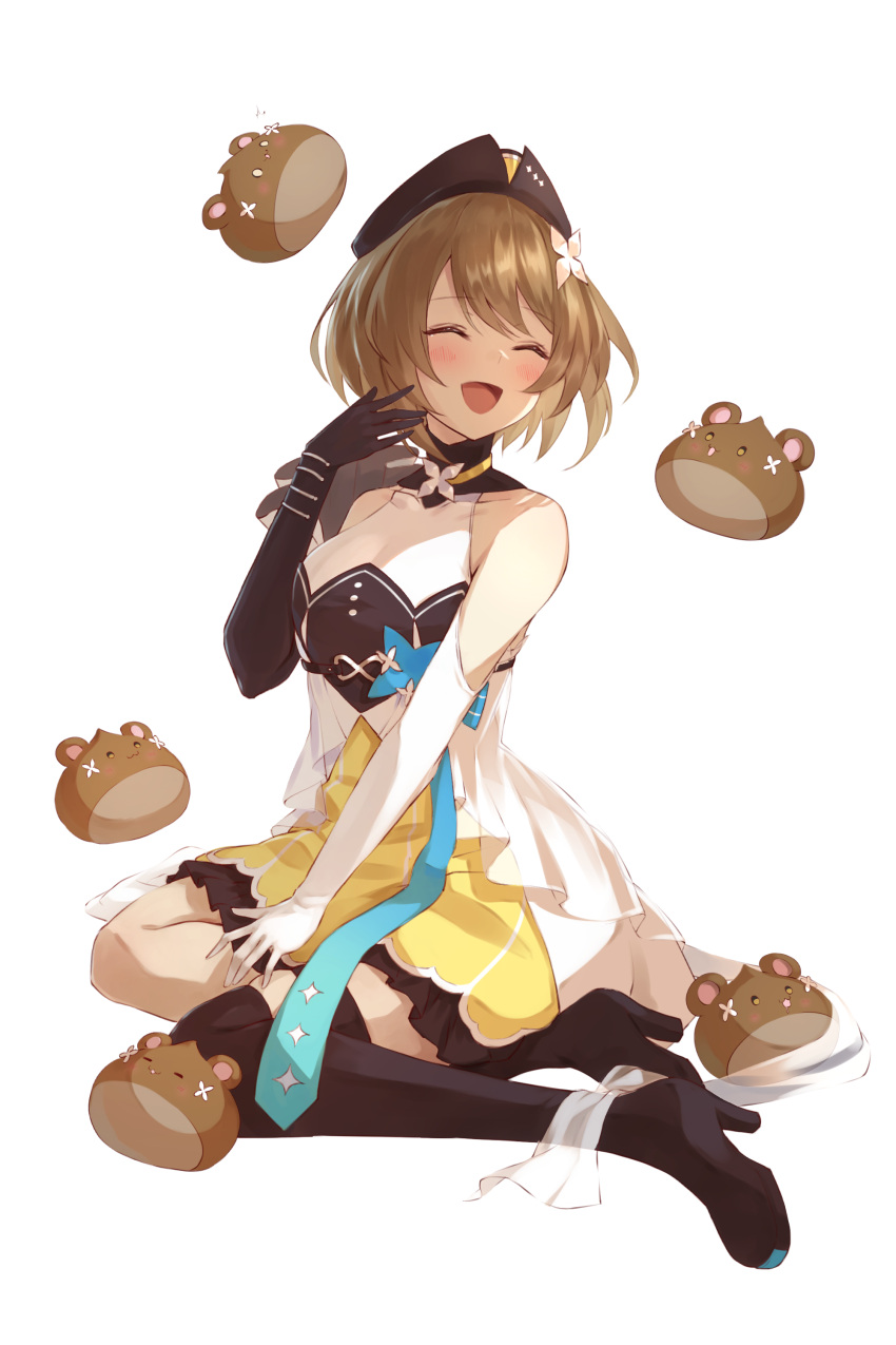1girl, absurdres, aogiri_koukou, asymmetrical_footwear, asymmetrical_gloves, bare_shoulders, black_footwear, black_gloves