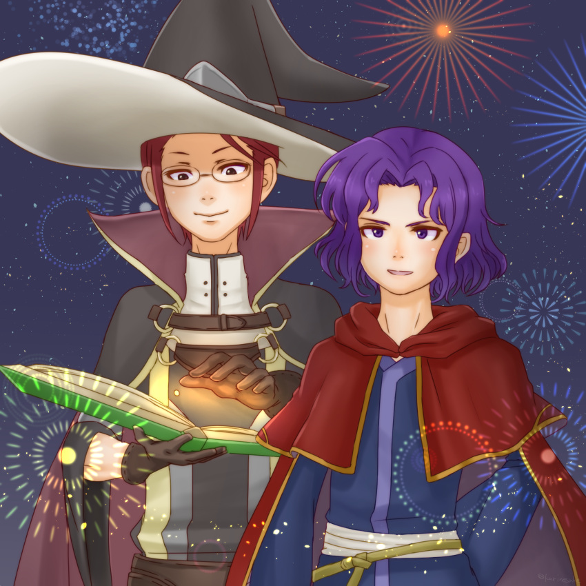 2boys, book, erk_(fire_emblem), fire_emblem, fire_emblem:_the_blazing_blade, fire_emblem_awakening, fireworks, highres