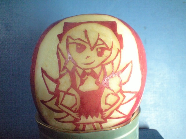 apple, carving, cirno, craft, cutout, food, fruit, touhou