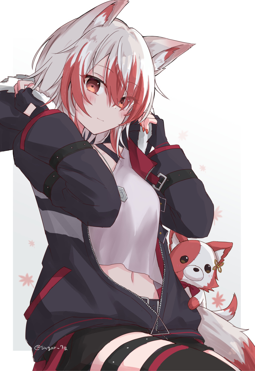 1girl, absurdres, animal_ears, fox_ears, fox_girl, fox_tail, highres, jacket