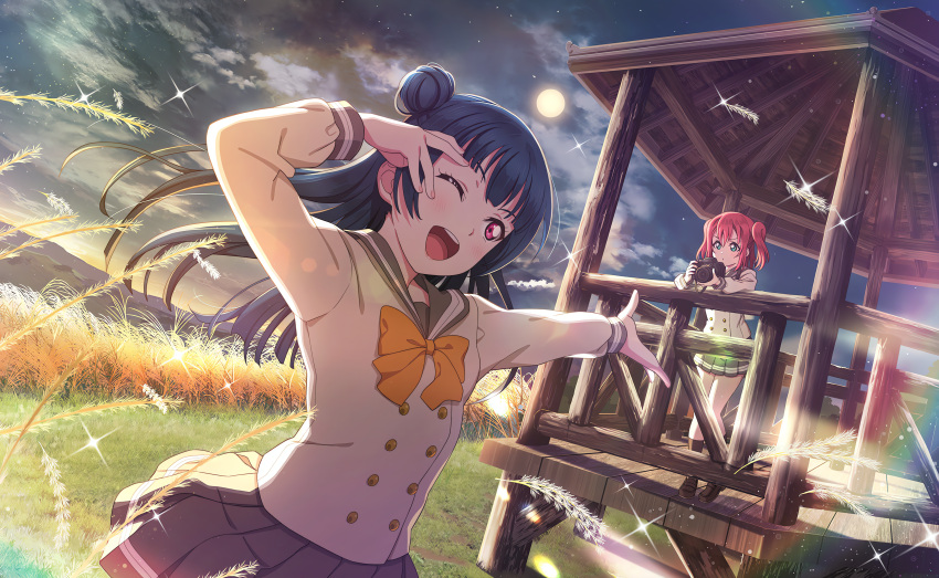 blue_hair, blush, crops, dress, kurosawa_ruby, long_hair, love_live!_school_idol_festival_2, love_live!_sunshine!!