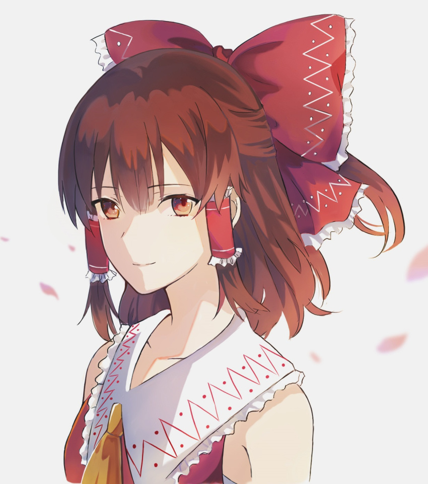 1girl, ascot, bow, brown_eyes, brown_hair, frilled_bow, frilled_hair_tubes, frills