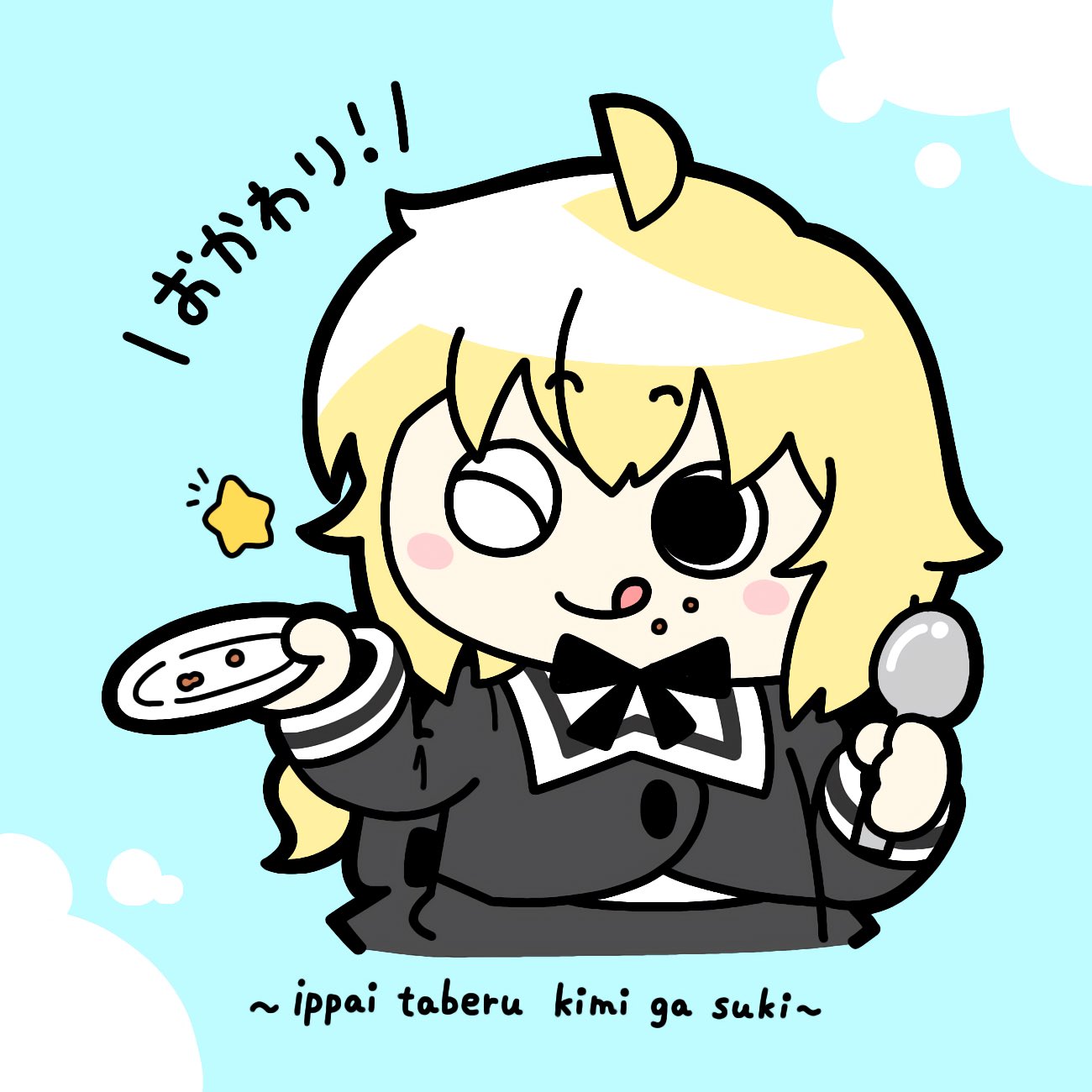 1girl, ;q, ahoge, amano_soraha, assault_lily, black_ribbon, black_skirt, blonde_hair