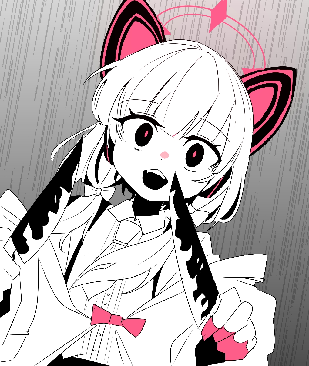 1girl, animal_ear_headphones, animal_ears, blue_archive, collared_shirt, fake_animal_ears, halo, headphones