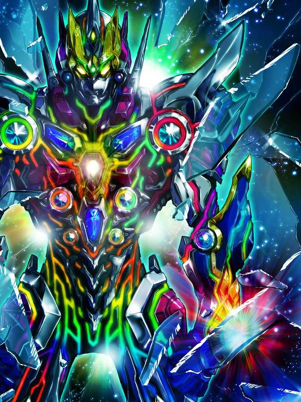 glass_shards, glowing_lines, gotou_masayuki, gridman_universe, gridman_universe_(film), gridman_universe_fighter, mecha, no_humans