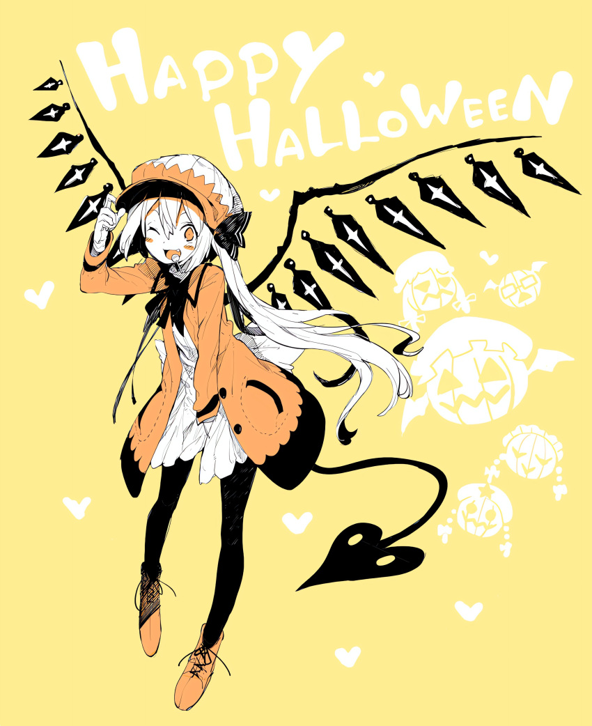 1girl, :>, :<, ;d, absurdres, alternate_costume, alternate_headwear, asymmetrical_hair