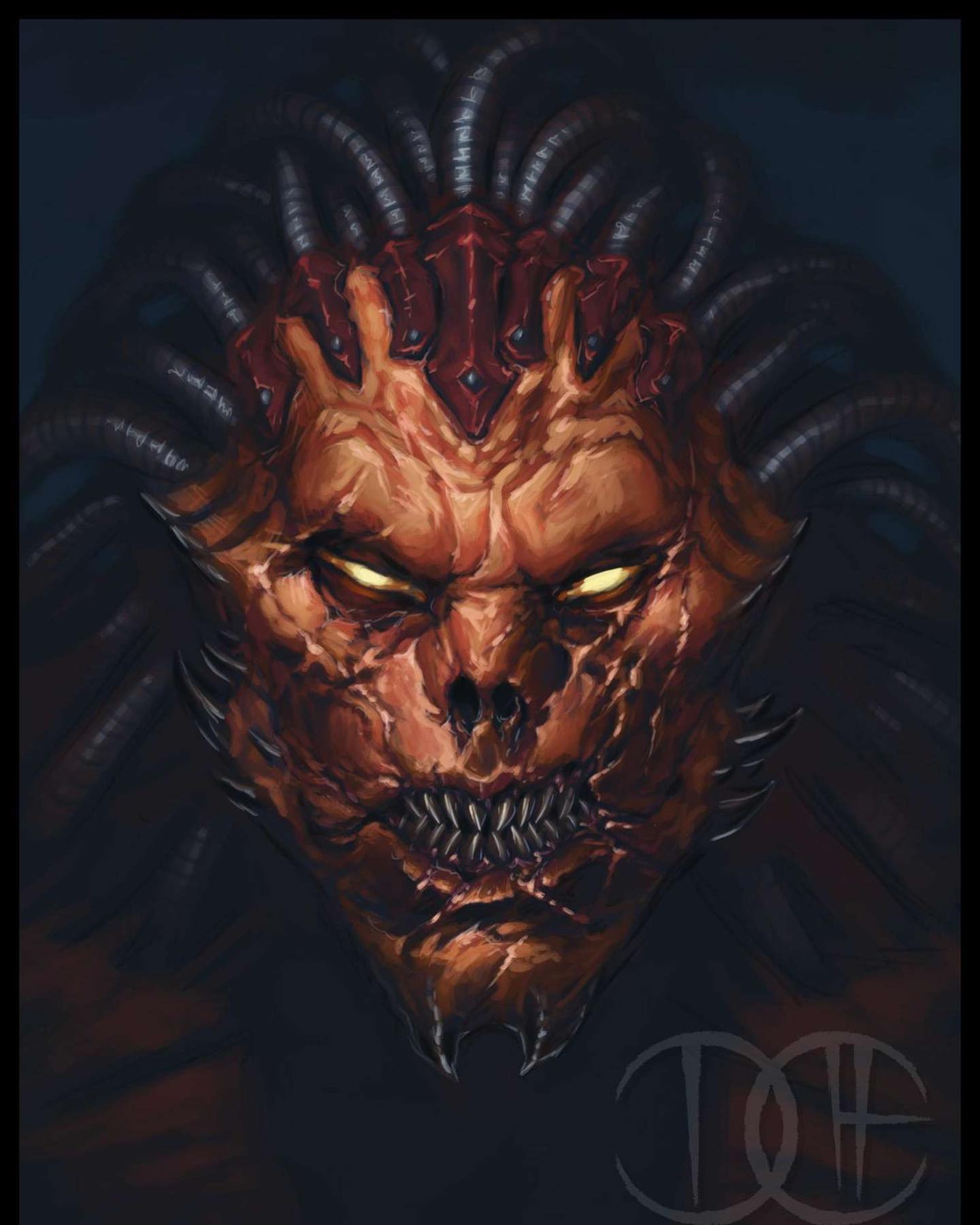 angron, black_border, border, butchers_nails_(warhammer_40k), chaos_(warhammer), colored_skin, david_haire, demon