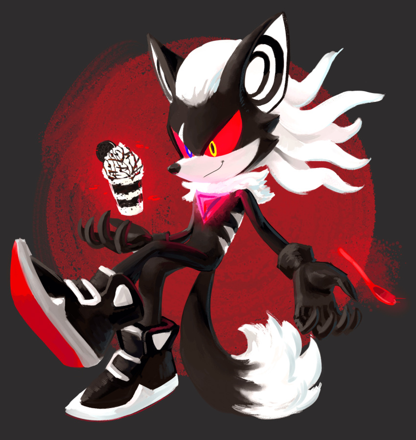 1boy, black_footwear, black_gloves, blue_eyes, colored_sclera, food, full_body, furry