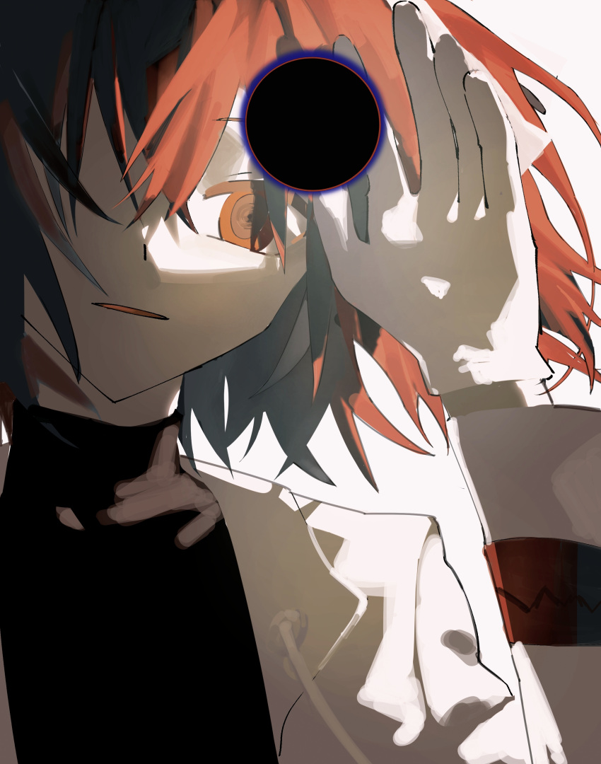 1girl, a.i._voice, absurdres, adachi_rei, android, artificial_eye, black_circle, black_shirt