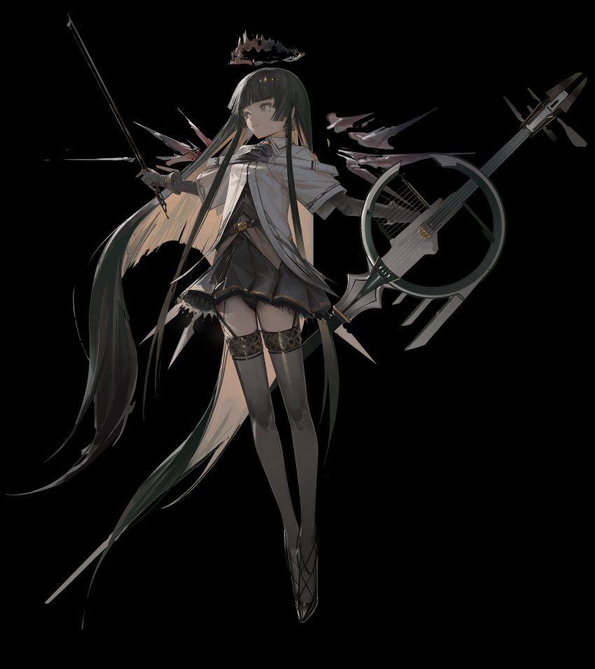 1girl, absurdly_long_hair, absurdres, arknights, ascot, belt, belt_buckle, black_ascot