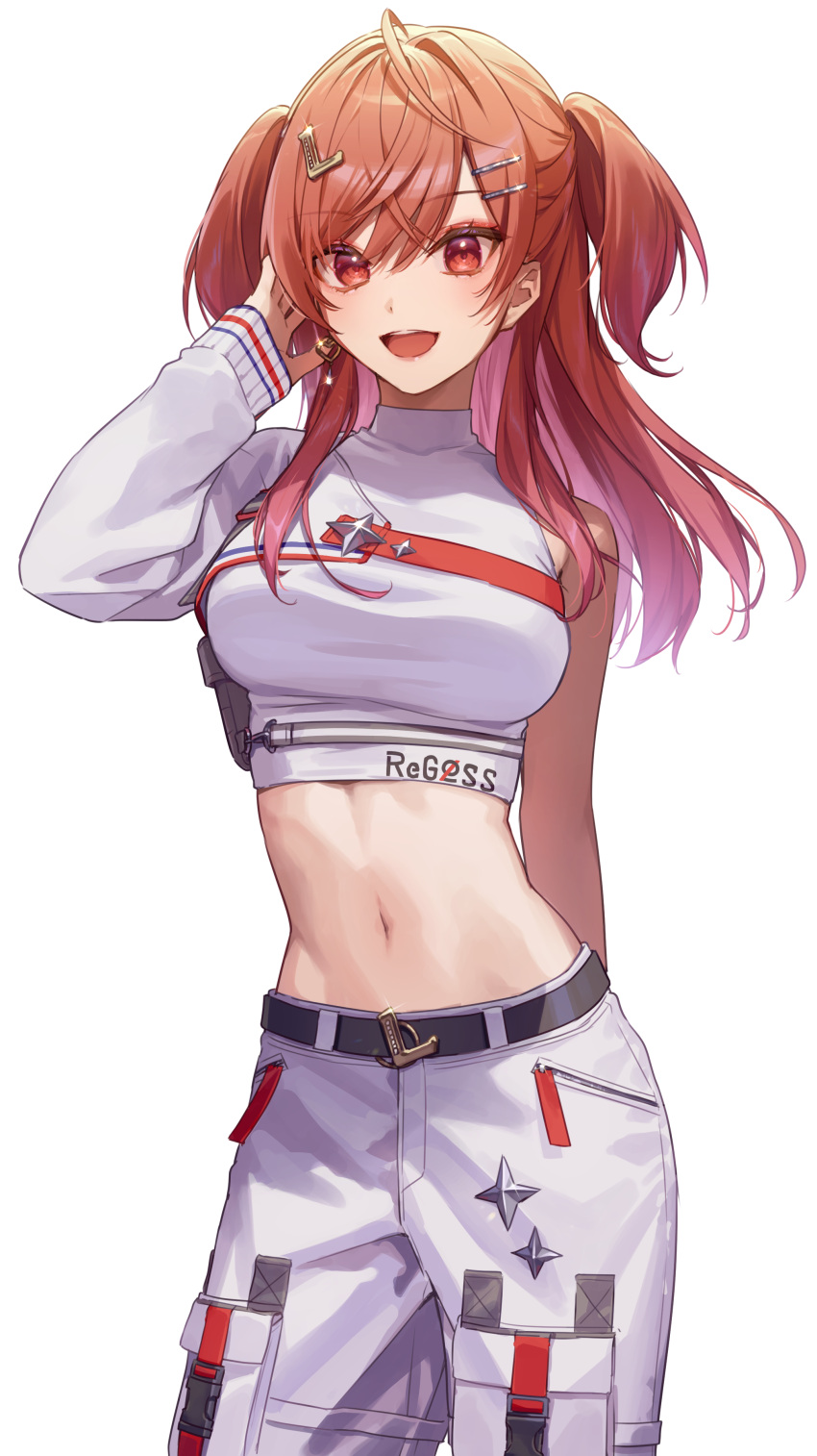 1girl, absurdres, ahoge, akabino, arms_behind_back, asymmetrical_sleeves, breasts, colored_inner_hair