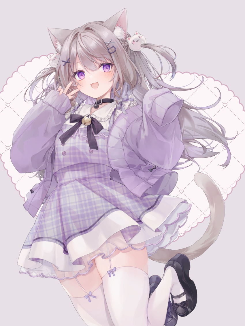 1girl, animal_ear_fluff, animal_ears, cardigan, cat_ears, cat_girl, cat_tail, collar