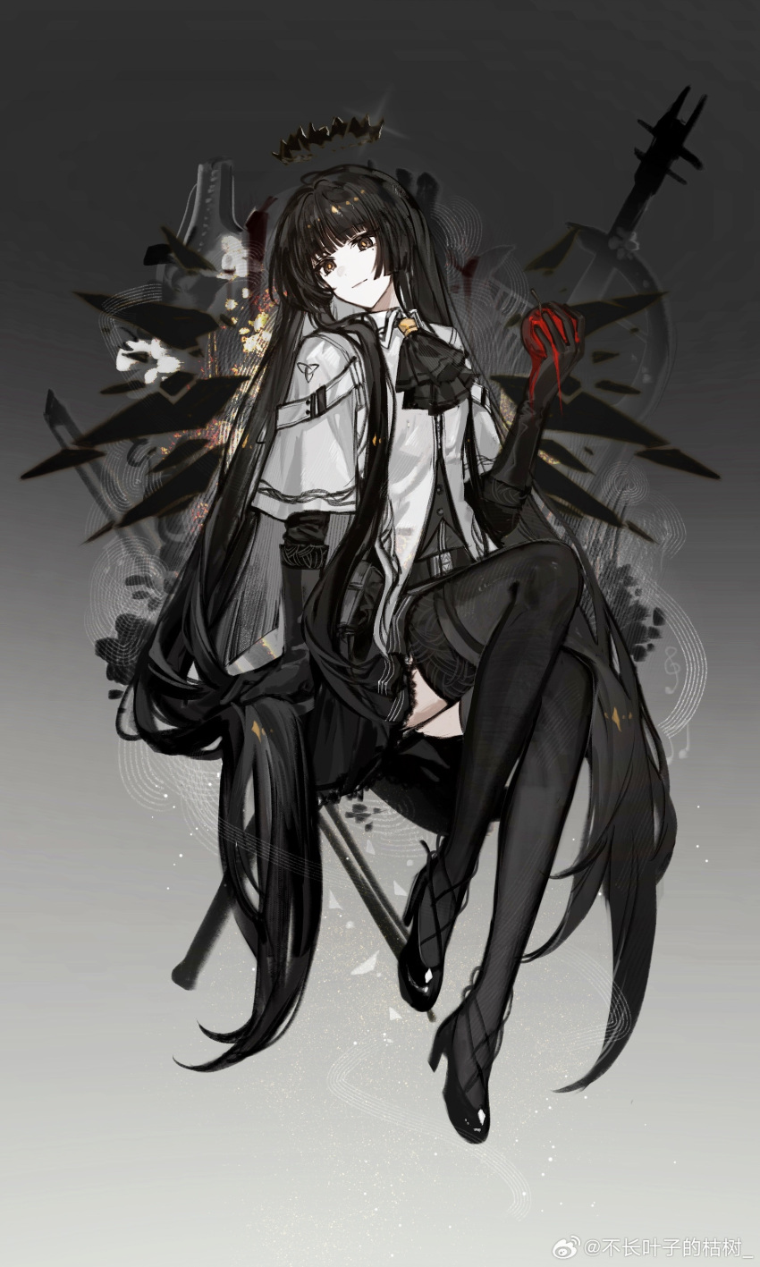 1girl, absurdly_long_hair, absurdres, ahoge, apple, arknights, artist_name, ascot