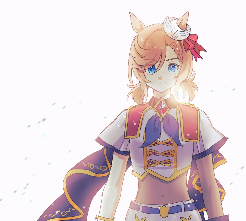 1girl, absurdres, animal_ears, arms_at_sides, asymmetrical_bangs, backlighting, belt, black_shirt