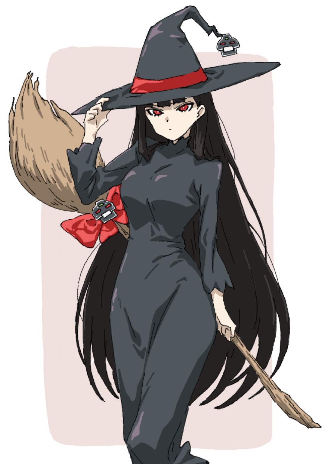 1girl, alternate_costume, avant_garde_(blue_archive), black_dress, black_hair, blue_archive, bow, breasts