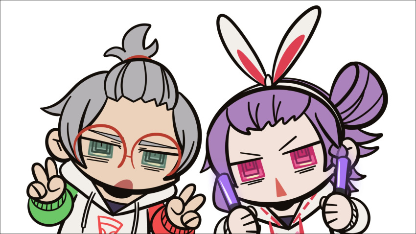 1boy, 1girl, arurandeisu, asymmetrical_sleeves, bags_under_eyes, bangs_pinned_back, black_shirt, bow_hairband