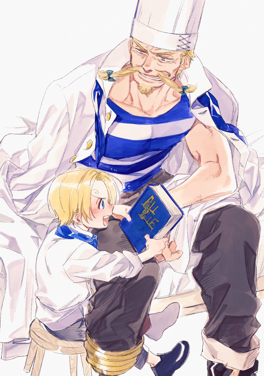 2boys, age_difference, blonde_hair, blush, book, bow, bowtie, braid