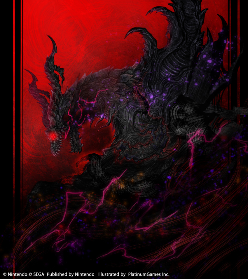 artist_request, bayonetta_(series), bayonetta_3, dragon, from_side, glowing, glowing_eyes, gomorrah_(bayonetta)