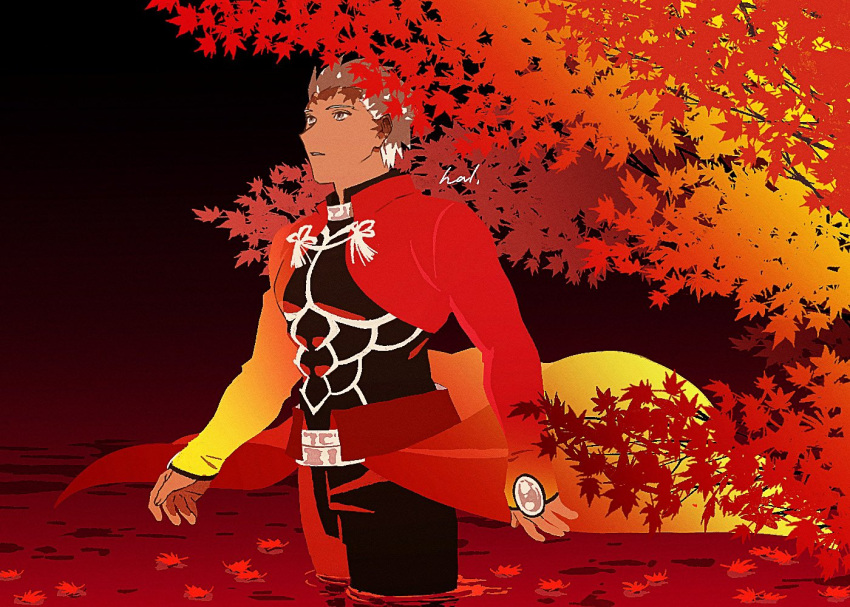 1boy, abs, archer_(fate), brown_eyes, dark-skinned_male, dark_skin, fate/stay_night, fate_(series)