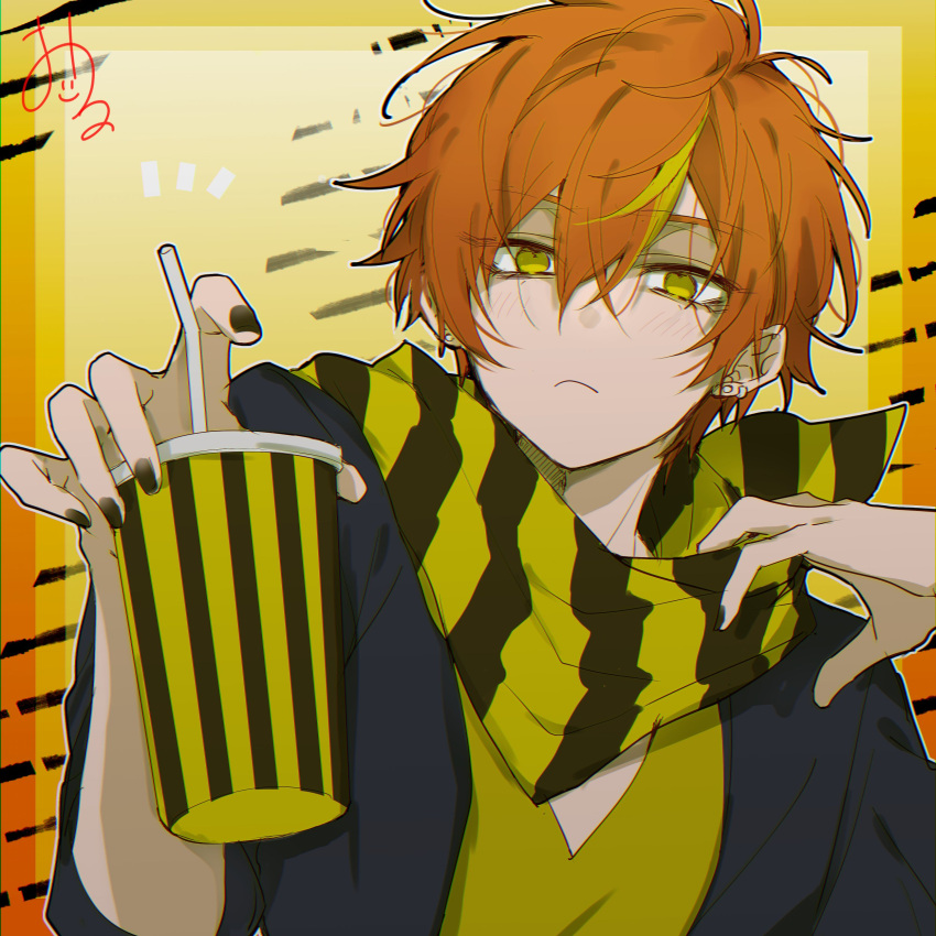 1boy, absurdres, black_jacket, black_neckerchief, blonde_hair, closed_mouth, expressionless, highres