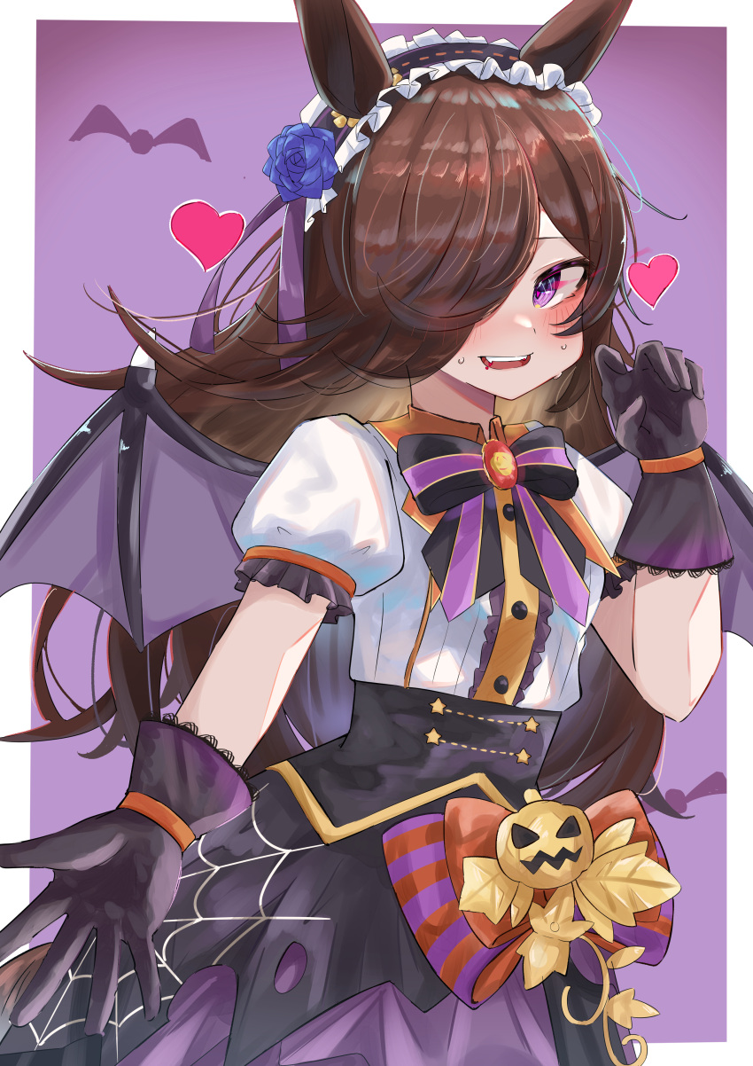 1girl, absurdres, alternate_costume, animal_ears, gloves, hair_ornament, hair_over_one_eye, heart