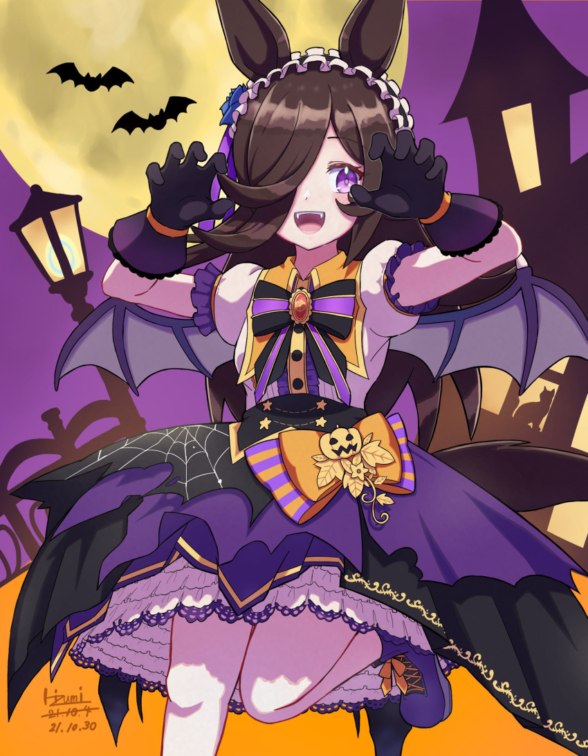 1girl, animal_ears, artist_name, bat_(animal), black_bow, black_bowtie, black_gloves, black_hair