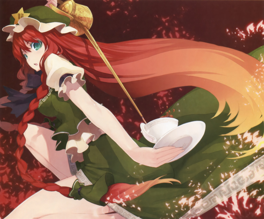 absurdres, hat, highres, hong_meiling, red_hair, redhead, ribbon, shingo_(artist)