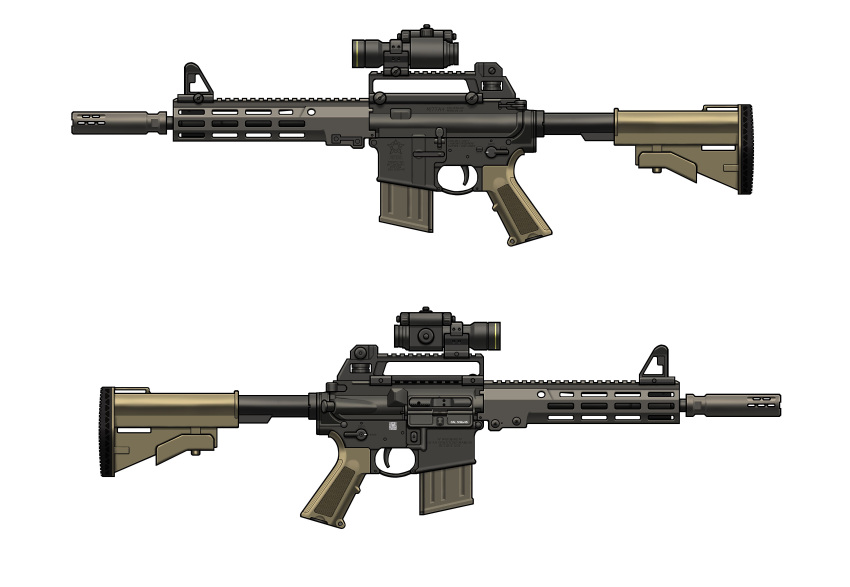 absurdres, assault_rifle, colt_commando, commentary_request, from_side, gun, handle, highres