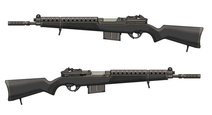 fn-49, from_side, gun, highres, magazine_(weapon), no_humans, original, rifle, simple_background, spartan56_(116_spartan56), weapon, weapon_focus, white_background