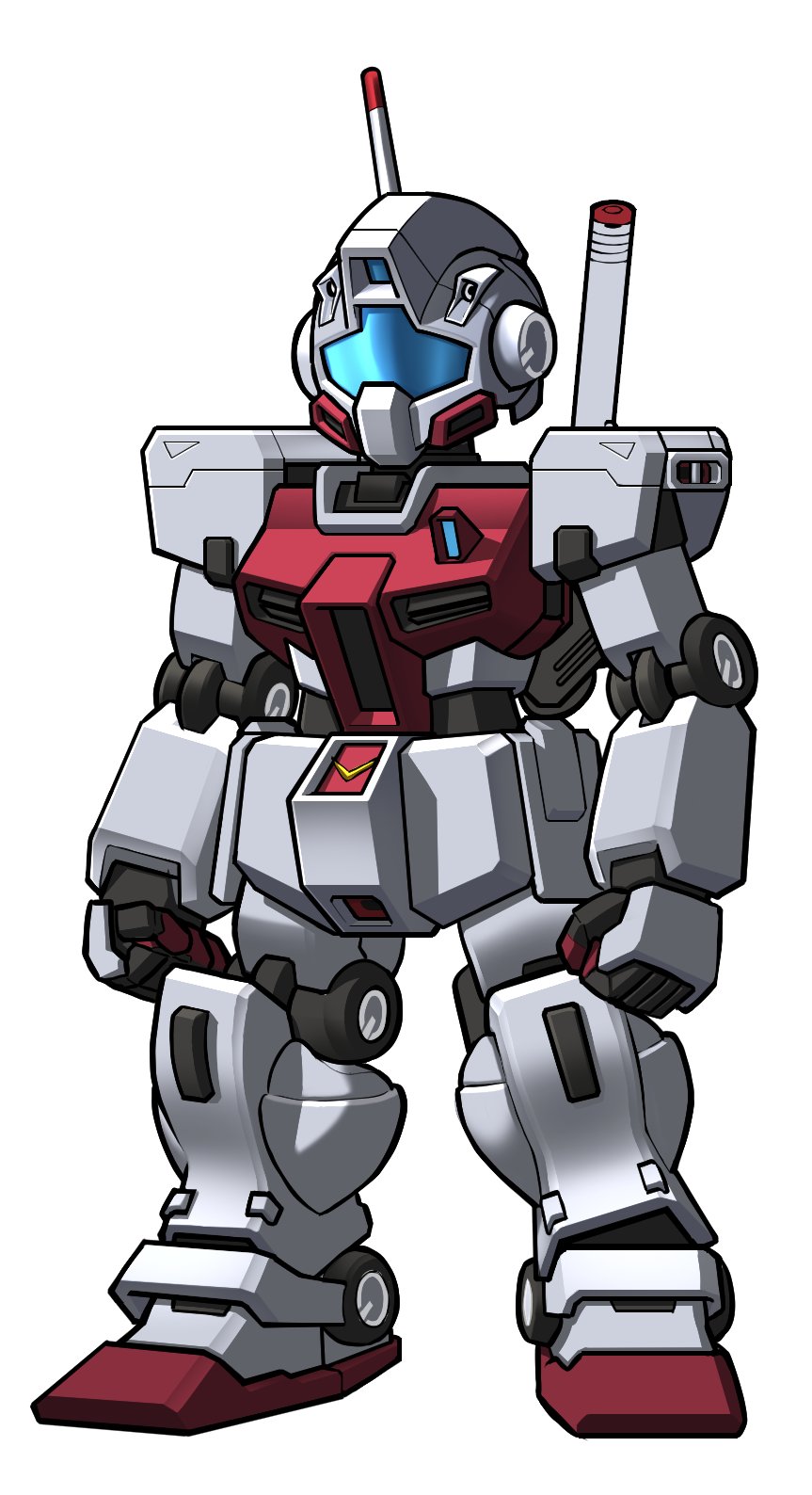 arms_at_sides, assault_visor, chibi, clenched_hands, full_body, gm_command, gundam, gundam_0080